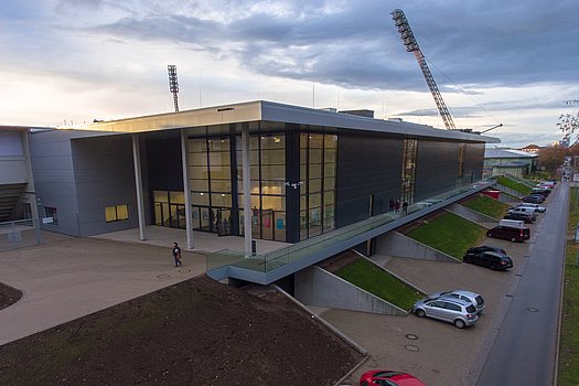 Luftbild von der Arena in Erfurt
